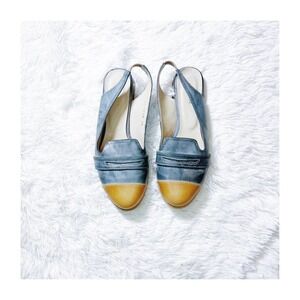 All Black Grey and Brown Two Tone Sling Back Flats SZ36